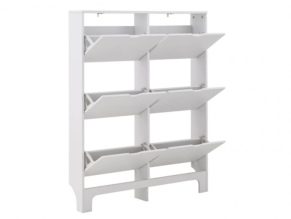 GFW GFW Osaka White 6 Drawer Narrow Shoe Cabinet (Flat Packed)