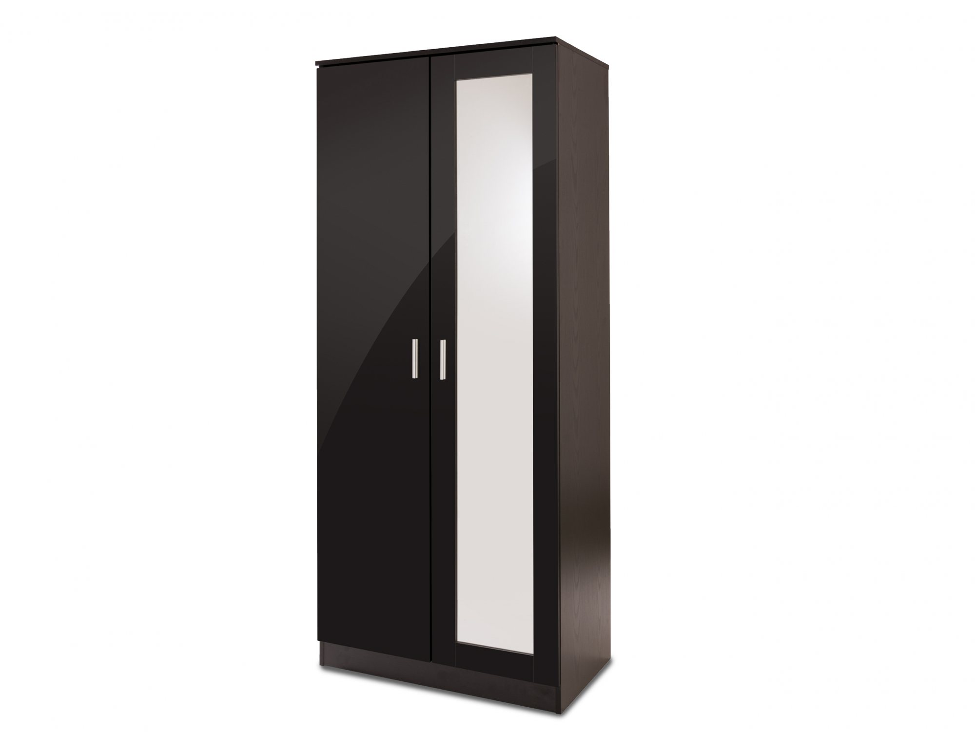 GFW GFW Ottawa Black High Gloss 2 Door 1 Mirror Double Wardrobe (Flat Packed)