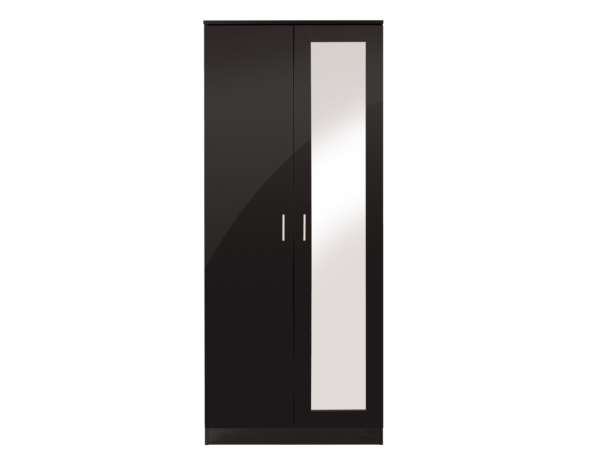 GFW GFW Ottawa Black High Gloss 2 Door 1 Mirror Double Wardrobe (Flat Packed)