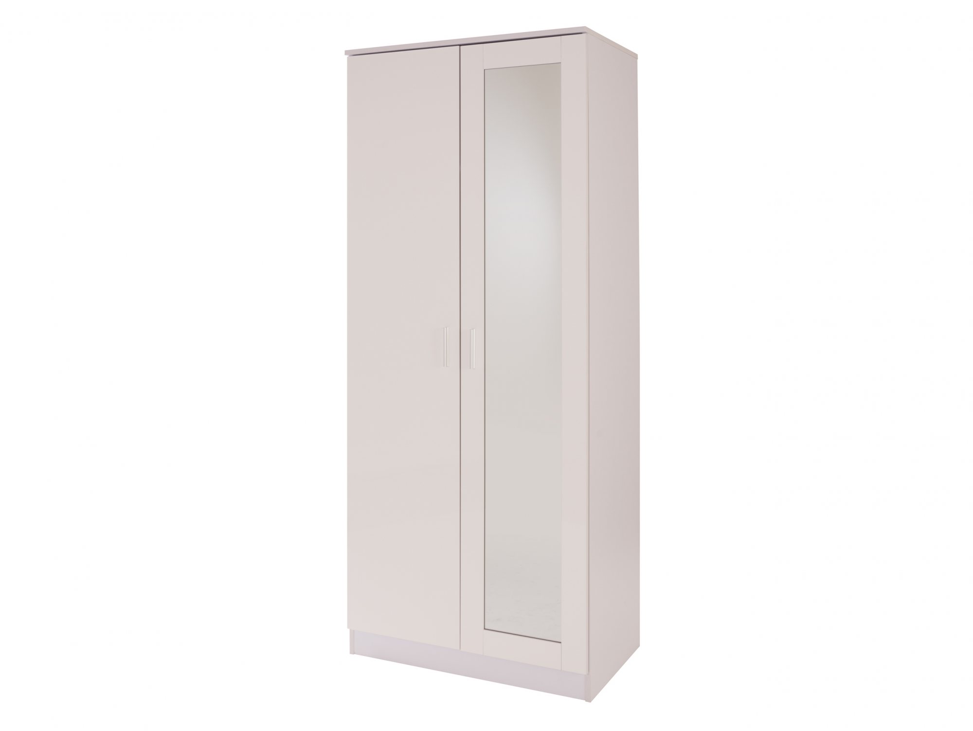 GFW GFW Ottawa White High Gloss 2 Door 1 Mirror Double Wardrobe (Flat Packed)