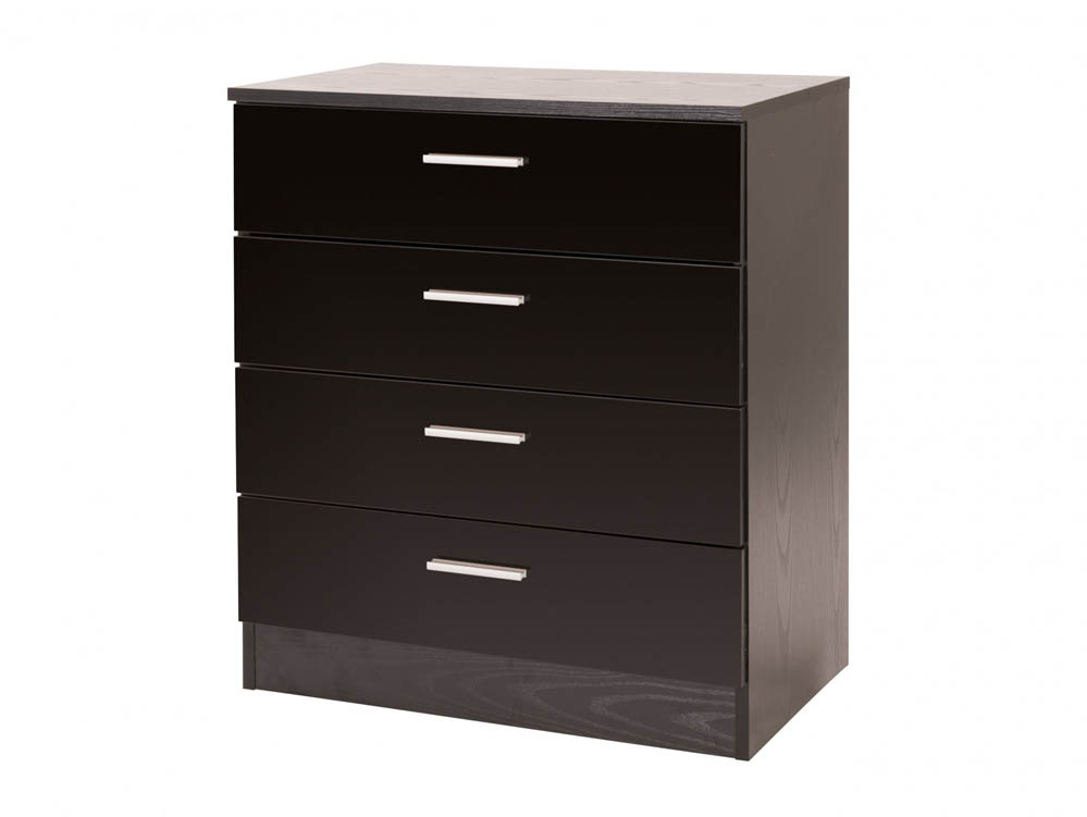 GFW GFW Ottawa Black High Gloss 4 Drawer Chest of Drawers (Flat Packed)