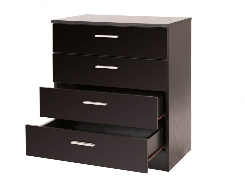 GFW GFW Ottawa Black High Gloss 4 Drawer Chest of Drawers (Flat Packed)