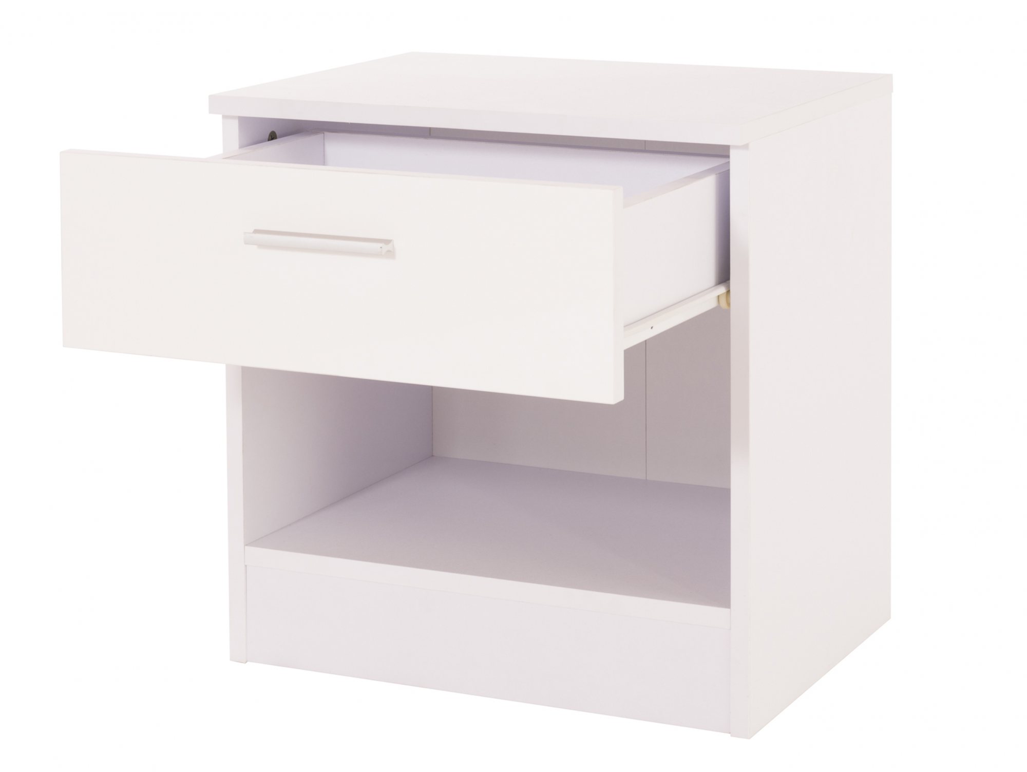 GFW GFW Ottawa White High Gloss 1 Drawer Bedside Cabinet (Flat Packed)