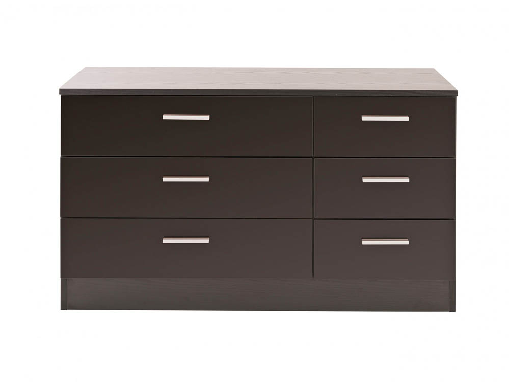 GFW GFW Ottawa Black High Gloss 6 Drawer Chest of Drawers (Flat Packed)