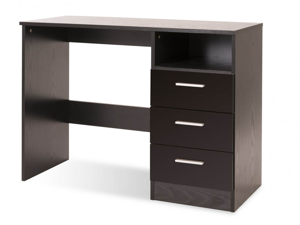 GFW GFW Ottawa Black High Gloss 3 Drawer Study Desk (Flat Packed)