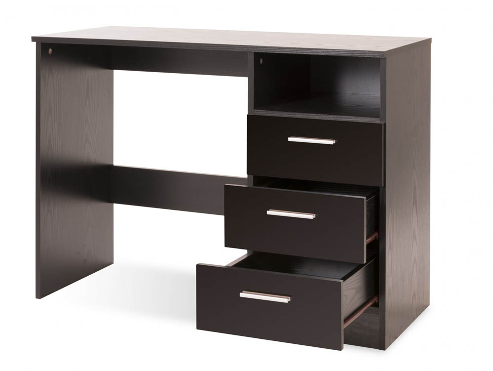 GFW GFW Ottawa Black High Gloss 3 Drawer Study Desk (Flat Packed)