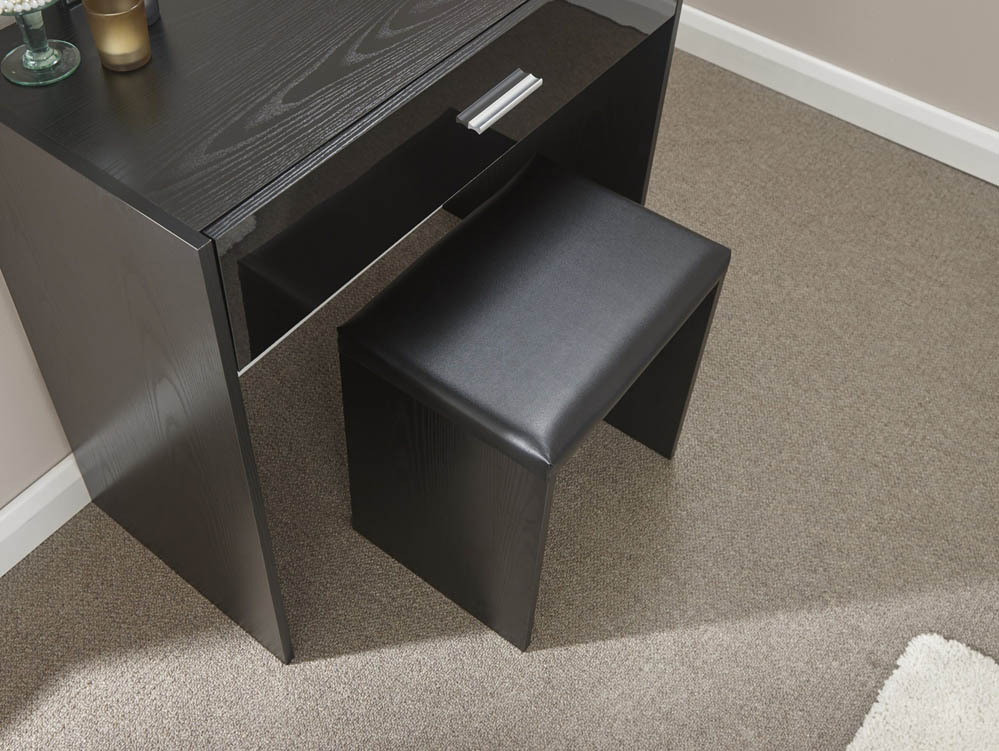 GFW GFW Ottawa Black High Gloss 1 Drawer Dressing Table and Stool (Flat Packed)