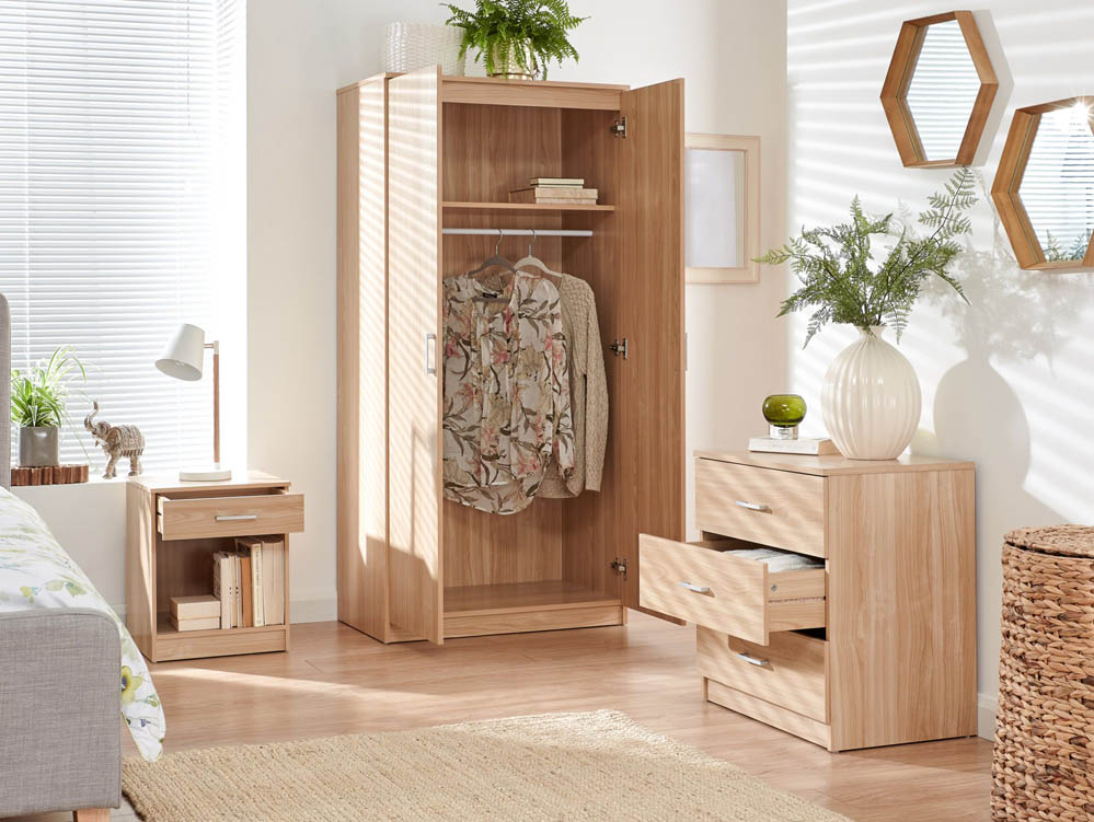 GFW GFW Panama Oak 3 Piece Bedroom Furniture Package (Flat Packed)