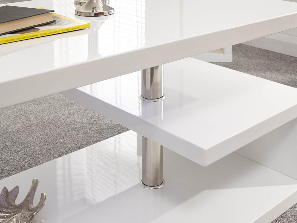 GFW GFW Polar White High Gloss LED Coffee Table (Flat Packed)