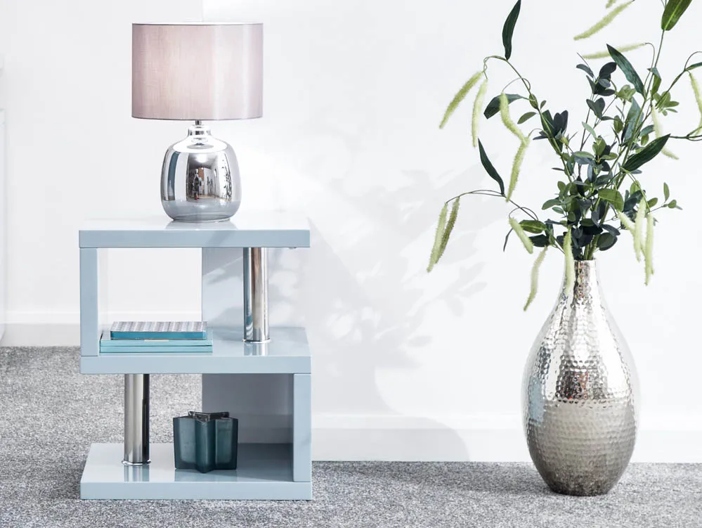 GFW GFW Polar Grey High Gloss Lamp Table with LED Lighting