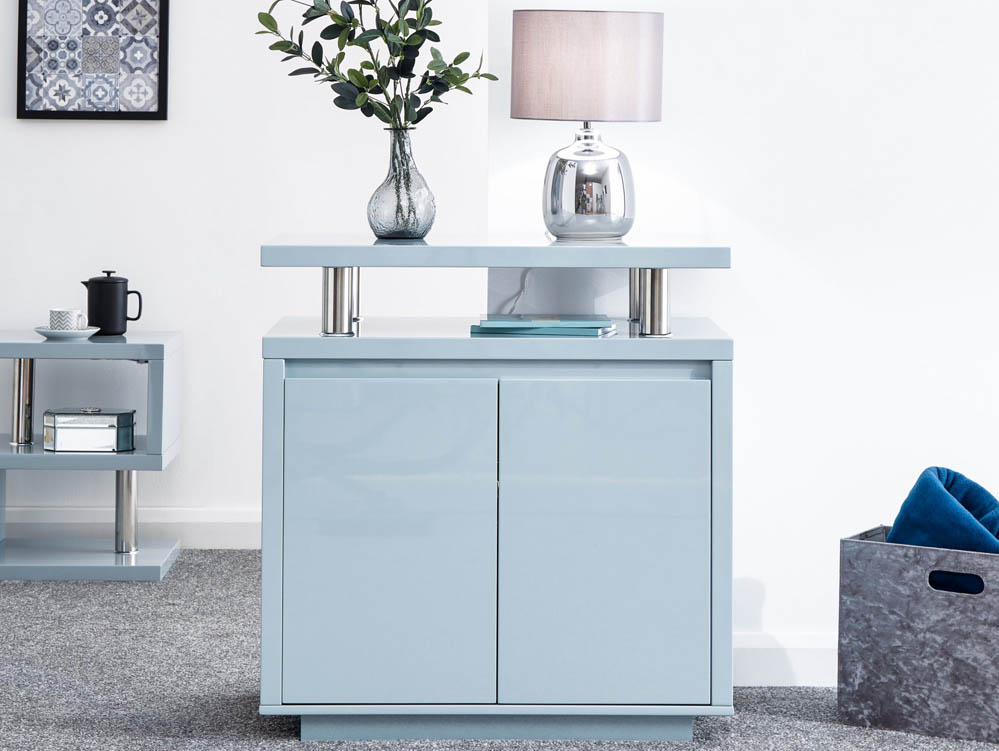 GFW GFW Polar Grey High Gloss 2 Door Sideboard with LED (Flat Packed)