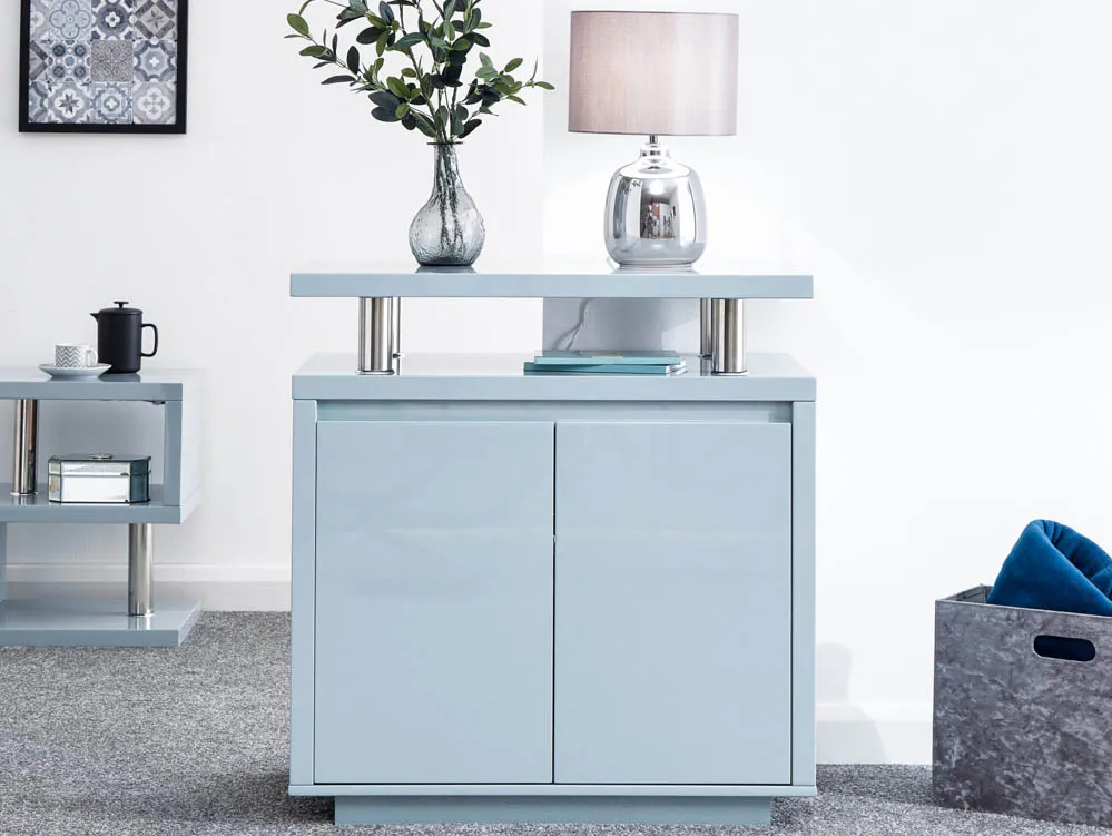 GFW GFW Polar Grey High Gloss 2 Door Sideboard with LED Lighting