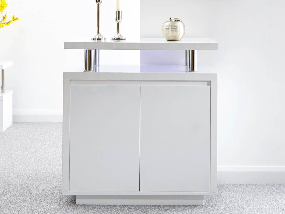 GFW GFW Polar White High Gloss 2 Door Sideboard with LED (Flat Packed)