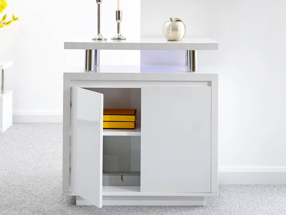 GFW GFW Polar White High Gloss 2 Door Sideboard with LED (Flat Packed)
