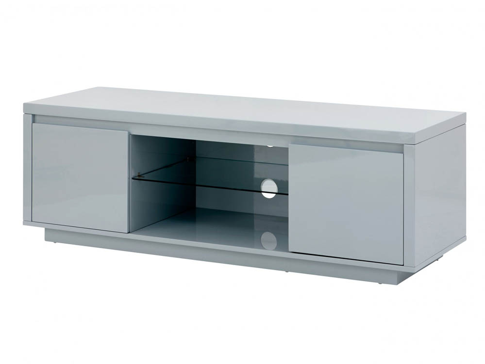 GFW GFW Polar Grey High Gloss 2 Door Large TV Cabinet with LED (Flat Packed)