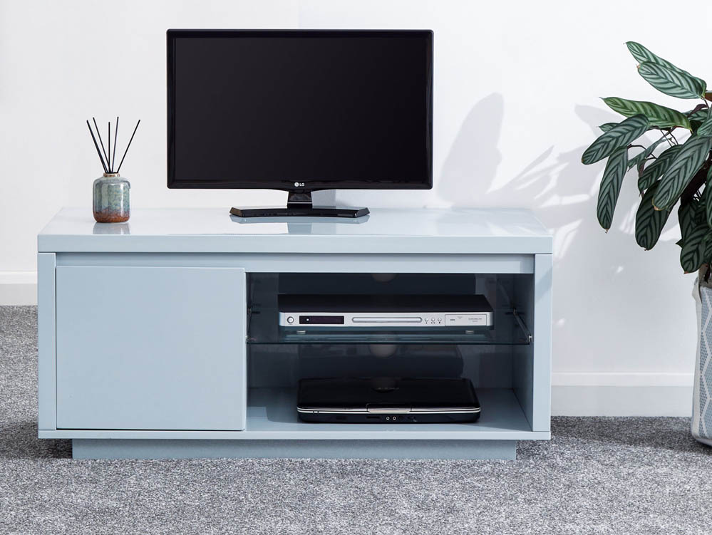 GFW GFW Polar Grey High Gloss 1 Door TV Cabinet with LED (Flat Packed)