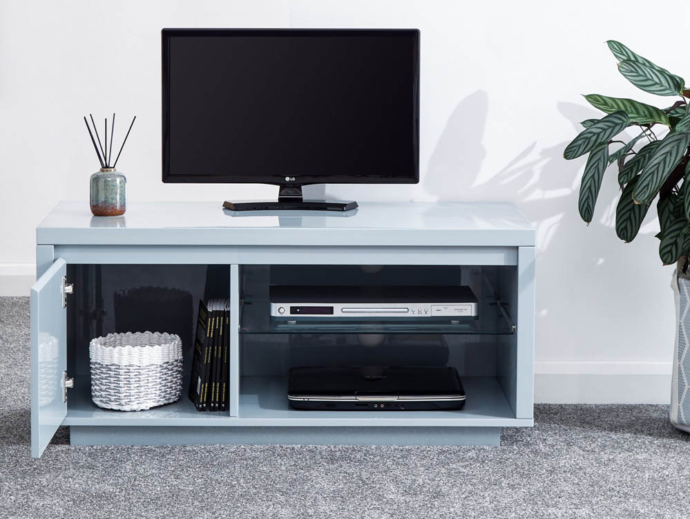 GFW GFW Polar Grey High Gloss 1 Door TV Cabinet with LED (Flat Packed)