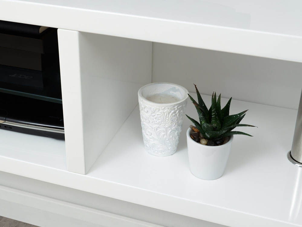 GFW GFW Polar White High Gloss Wall Mounted TV Cabinet with LED (Flat Packed)
