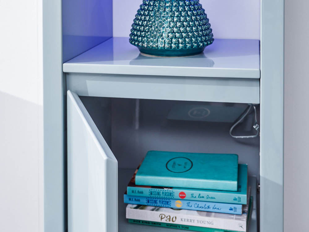 GFW GFW Polar Grey High Gloss Wall Mounted Display Cabinet with LED (Flat Packed)