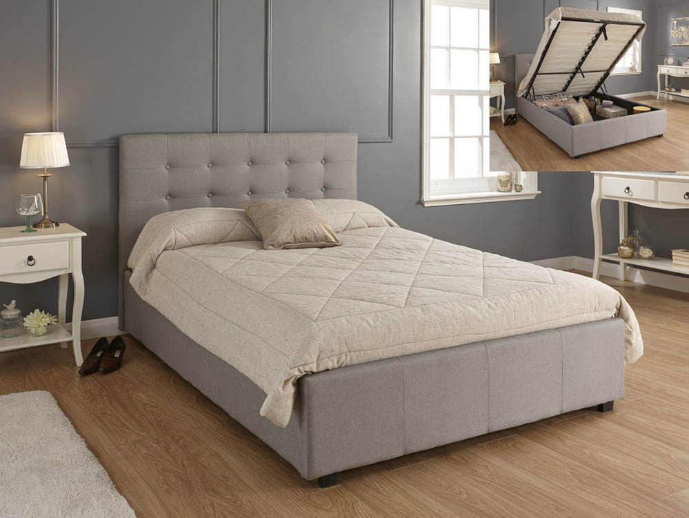 GFW GFW Regal 5ft King Size Grey Upholstered Fabric Ottoman Bed Frame