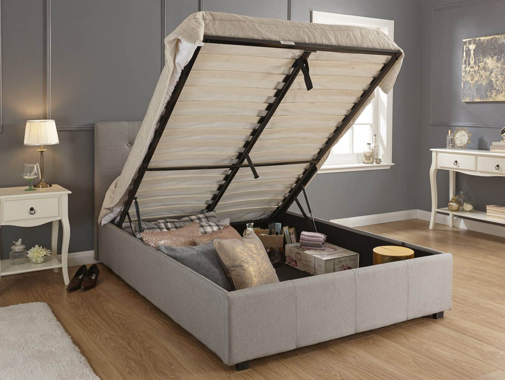 GFW GFW Regal 5ft King Size Grey Upholstered Fabric Ottoman Bed Frame