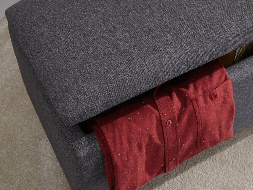 GFW GFW Secreto Charcoal Grey Upholstered Fabric Blanket Box (Flat Packed)