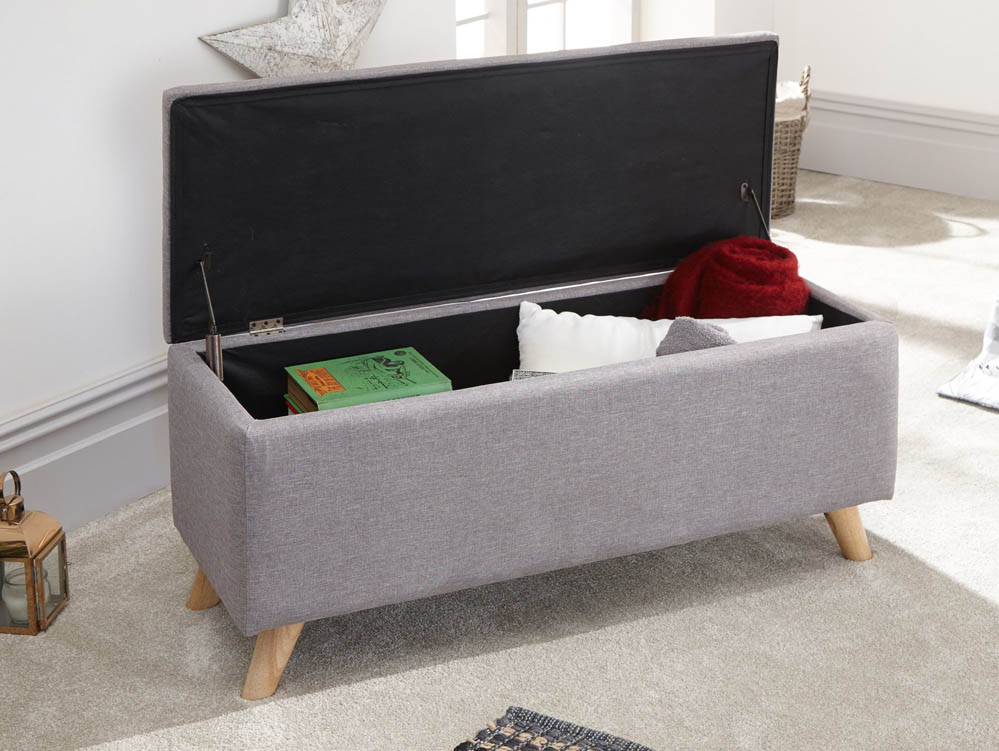 GFW GFW Secreto Light Grey Upholstered Fabric Blanket Box (Flat Packed)