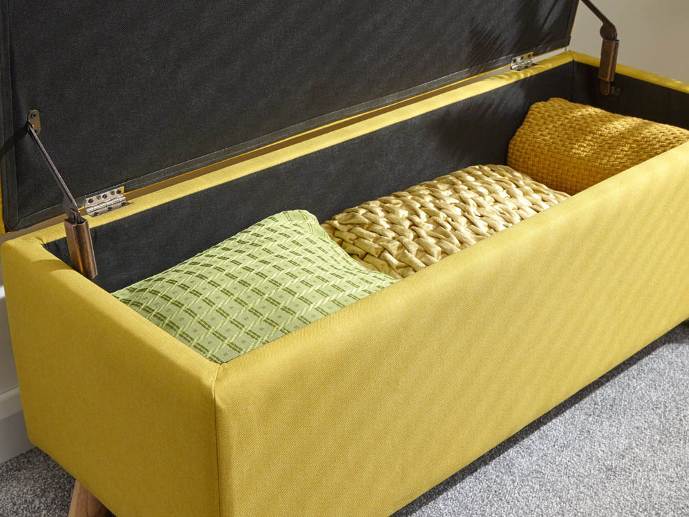 GFW GFW Secreto Mustard Upholstered Fabric Blanket Box (Flat Packed)