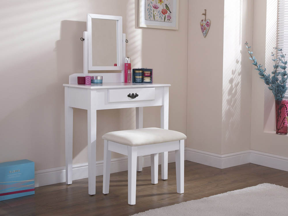 GFW GFW Shaker White Dressing Table and Stool (Flat Packed)