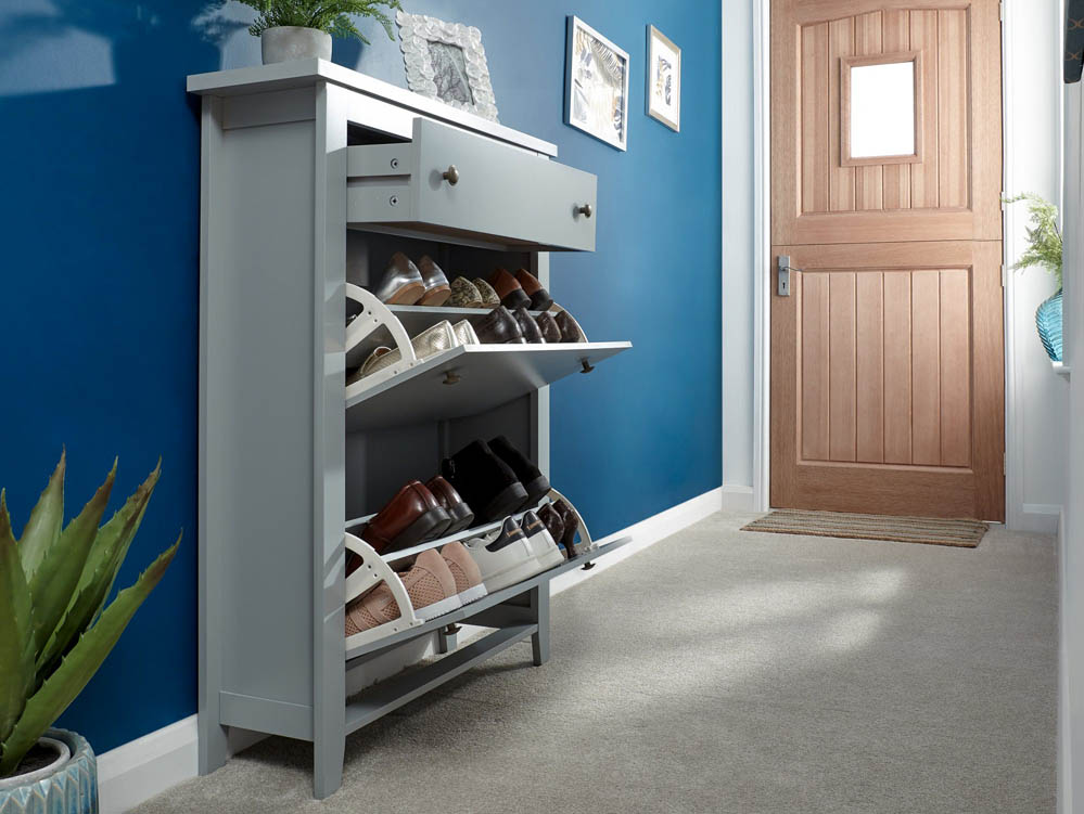 GFW GFW Deluxe Grey 2 Tier Shoe Cabinet (Flat Packed)