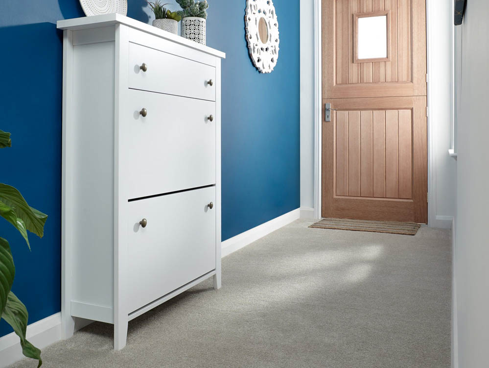 GFW GFW Deluxe White 2 Tier Shoe Cabinet (Flat Packed)