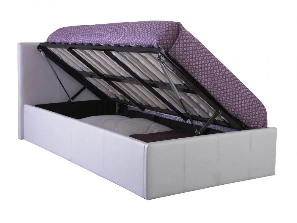 GFW GFW Ecuador White Faux Leather Side Lift Ottoman Bed Frame
