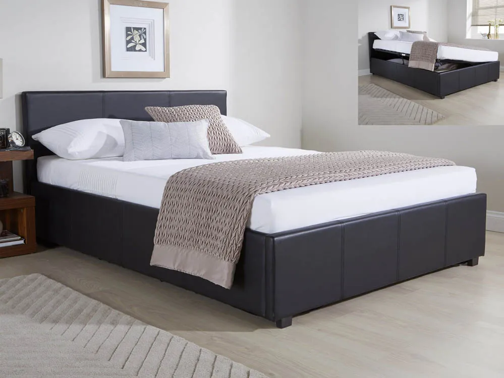 GFW GFW Ecuador Black Faux Leather Side Lift Ottoman Bed Frame
