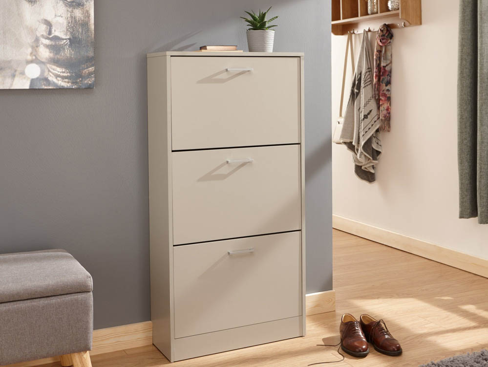 GFW GFW Stirling Grey 3 Tier Shoe Cabinet (Flat Packed)
