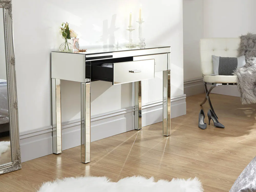 GFW GFW Venetian Clear Glass 2 Drawer Mirrored Dressing Table