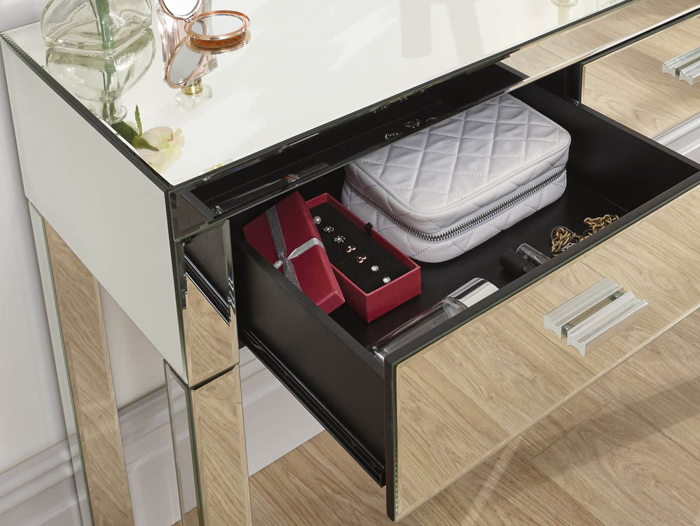 GFW GFW Venetian Clear Glass 2 Drawer Mirrored Dressing Table (Assembled)