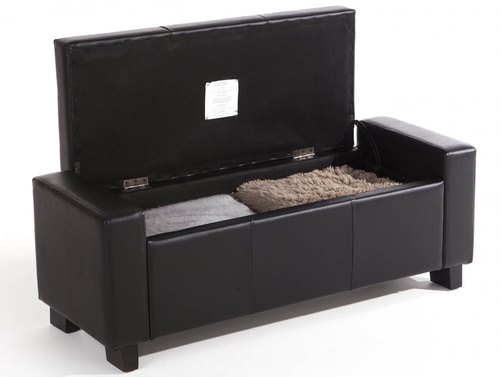 GFW GFW Verona Black Upholstered Faux Leather Storage Bench (Flat Packed)