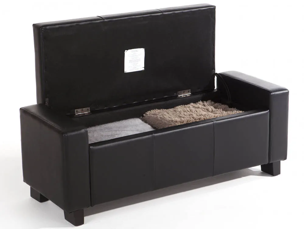 GFW GFW Verona Black Faux Leather Ottoman Storage Bench