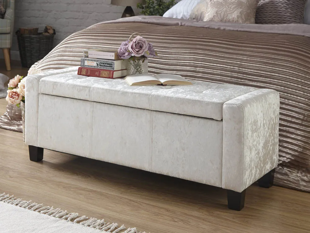 GFW GFW Verona Oyster Crushed Velvet Fabric Ottoman Storage Bench