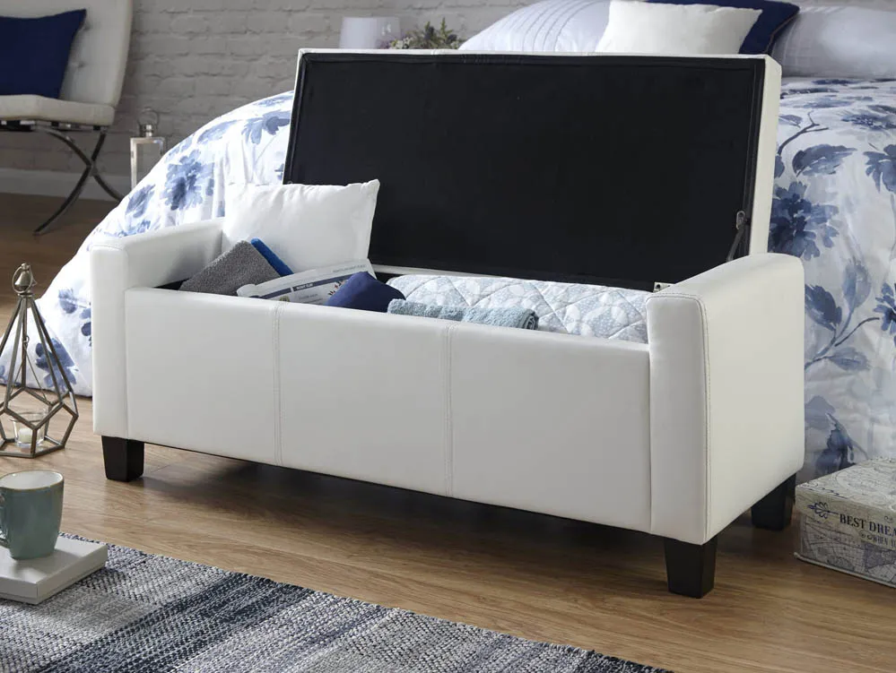 GFW GFW Verona White Faux Leather Ottoman Storage Bench