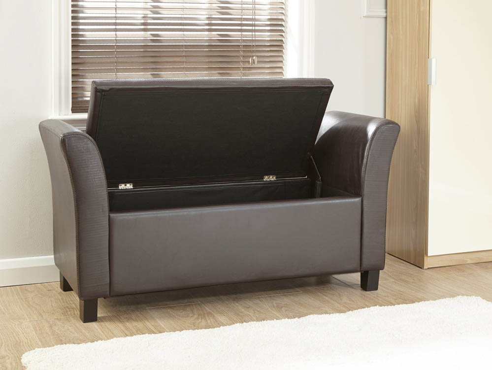 GFW GFW Verona Brown Upholstered Faux Leather Window Seat (Flat Packed)