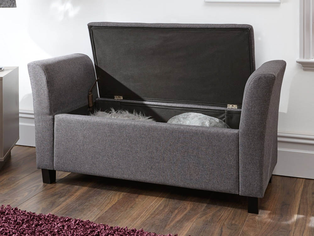 GFW GFW Verona Charcoal Grey Upholstered Fabric Window Seat (Flat Packed)