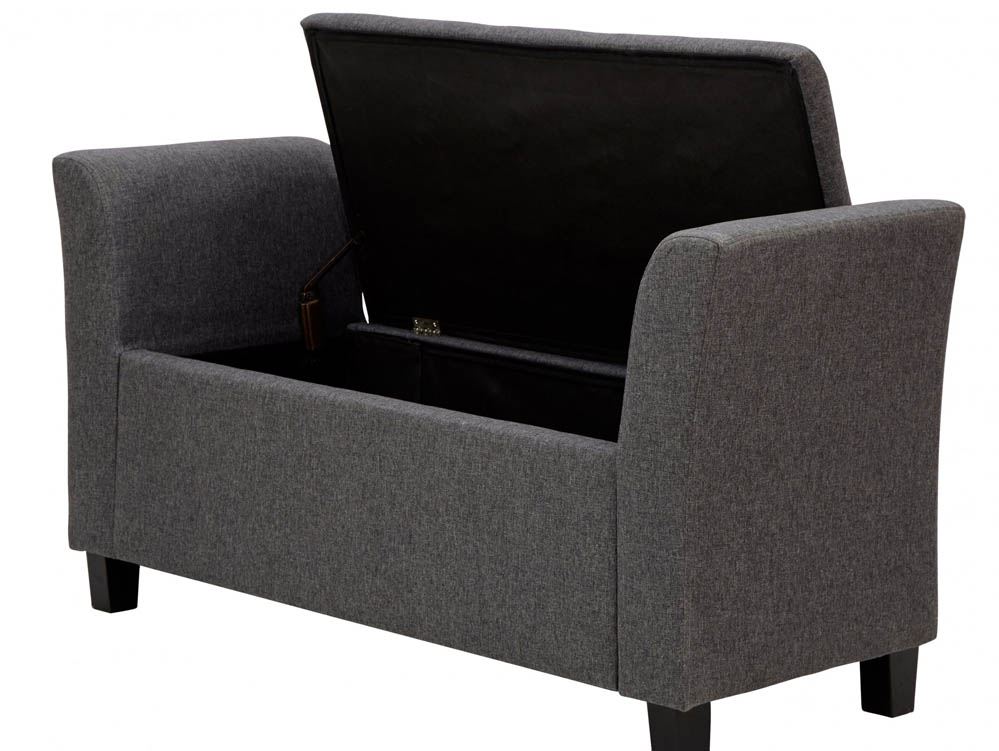GFW GFW Verona Charcoal Grey Upholstered Fabric Window Seat (Flat Packed)