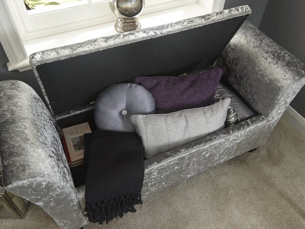 GFW GFW Verona Grey Crushed Velvet Fabric Ottoman Window Seat