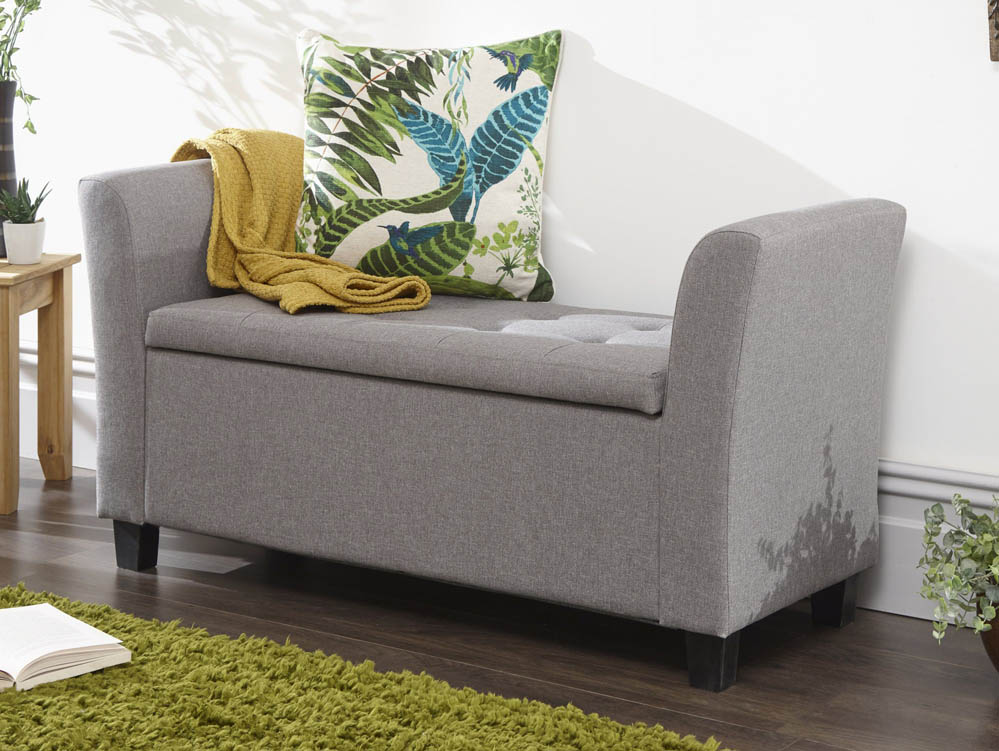 GFW GFW Verona Grey Upholstered Fabric Window Seat (Flat Packed)