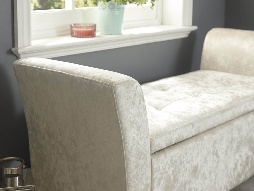 GFW GFW Verona Oyster Crushed Velvet Upholstered Fabric Window Seat (Flat Packed)