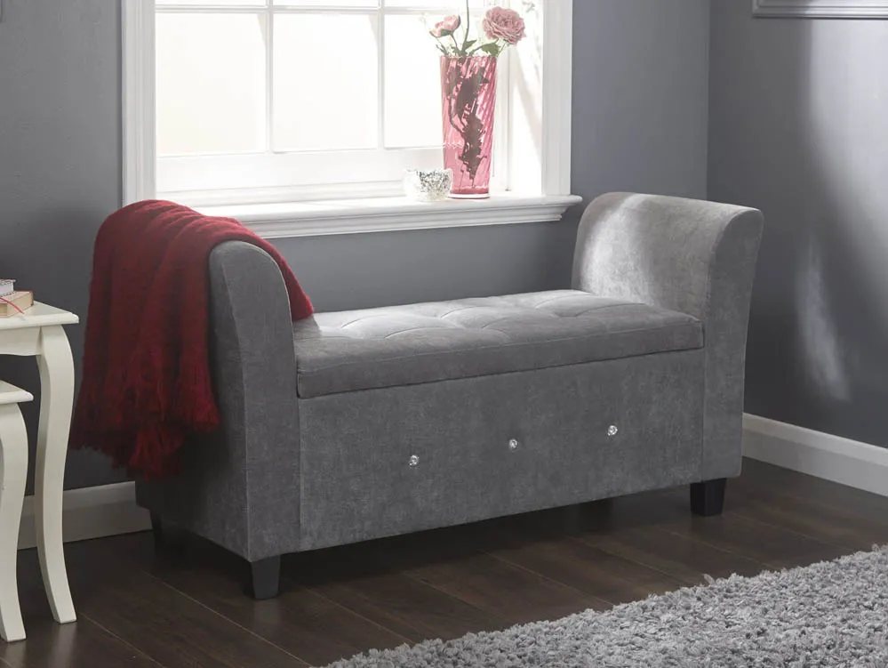 GFW GFW Verona Grey Chenille and Diamante Fabric Ottoman Window Seat