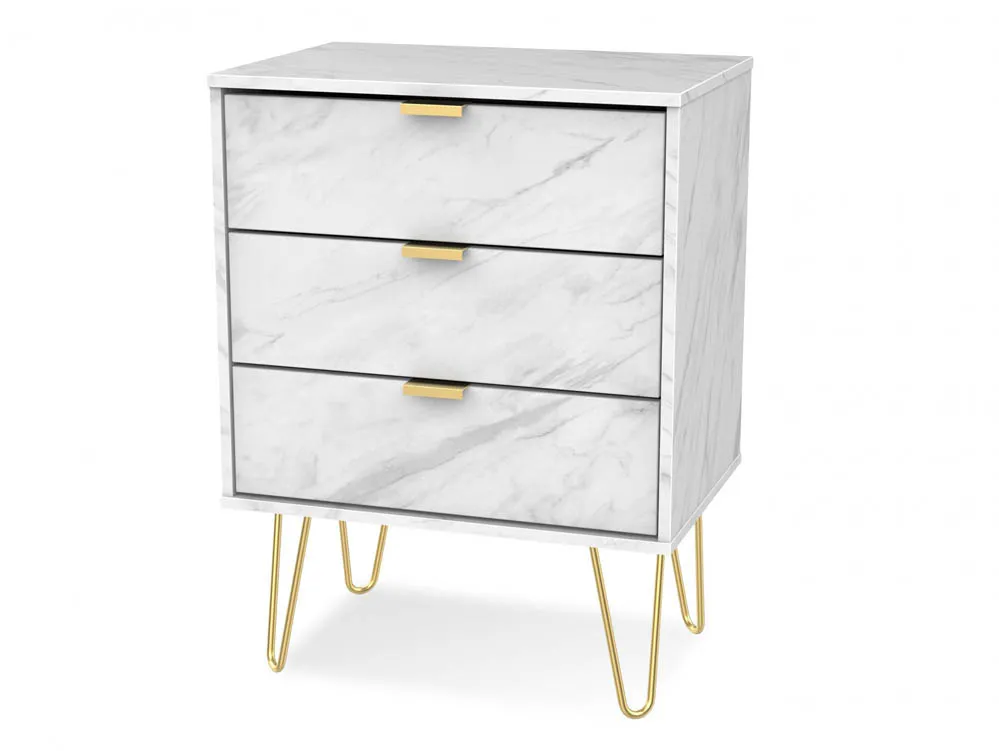 Welcome Welcome Hong Kong 3 Drawer Chest with Gold Hairpin Legs (Assembled)