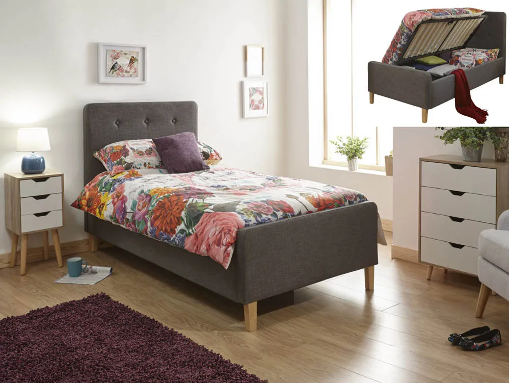GFW GFW Ashbourne Dark Grey Fabric Ottoman Bed Frame