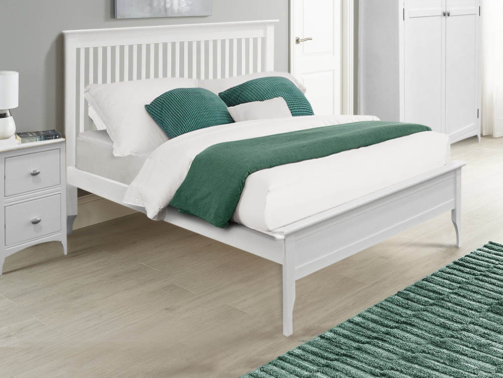 Asc Larrissa 5ft King Size White Wooden, White Wooden King Size Bed Frame With Drawers